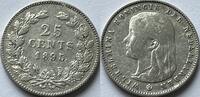 Nederland 25 cent 1895 variant met schuin muntmeesterteken ZF