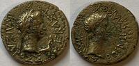 Thrace Ae bronze ZJ (11BC-12AD) Rhoemetalkes the first with laureate head of Augustus right ZF