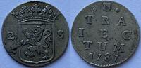 Noordelijke Nederlanden (Utrecht) dubbele stuiver 1787 Betere variant met kabelrand ZF