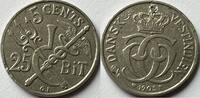 Danish West-India 25 bit 1905 enige schade boven kroon ZF