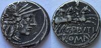 Roman Republic denari 121 BC C.Plutius ZF