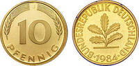 Deutschland 10 Pfennig 1984 Deutschland bankfrisch 0,50 EUR  plus 9,90 EUR verzending