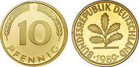 Deutschland 10 Pfennig 1989 Deutschland bankfrisch 0,50 EUR incl. BTW., plus 9,90 EUR verzending