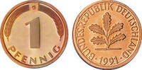 Deutschland 1 Pfennig 1991 Deutschland circuliert 0,30 EUR incl. BTW., plus 9,90 EUR verzending