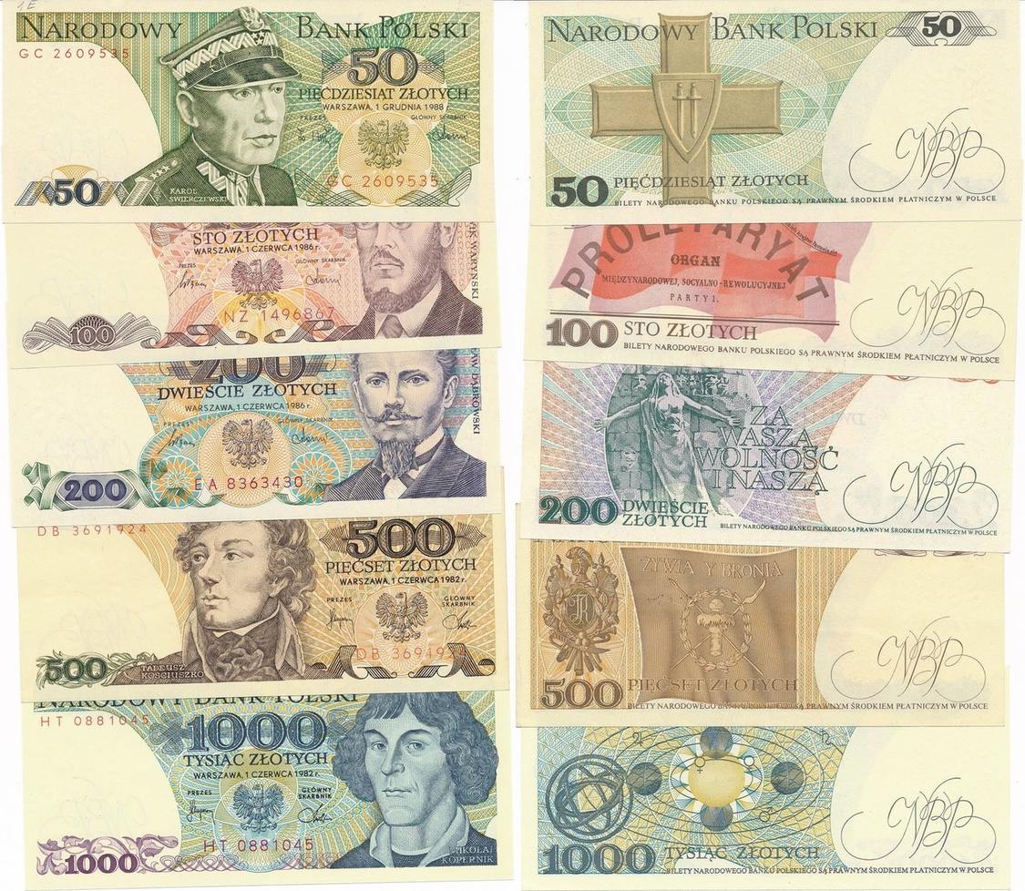 Polen 50 100 200 500 1000 Zloty 1982 1986 1988 Lot 5 Banknoten Zlotych polen-50-100-200-500-1000-zloty-1982-1986-1988-lot-5-banknoten-zlotych