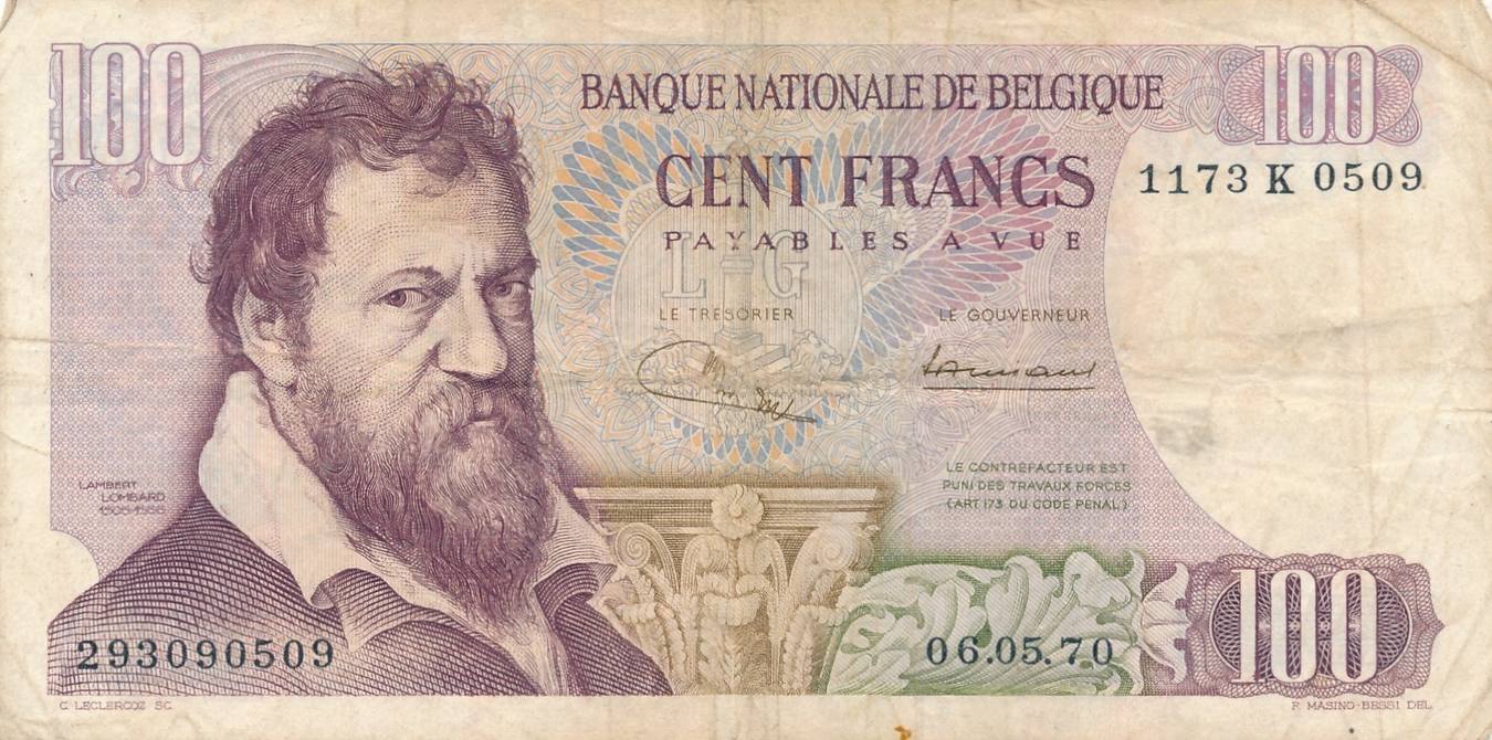 Belgien 100 Francs 1970 Geldschein Banknote Belgique ...