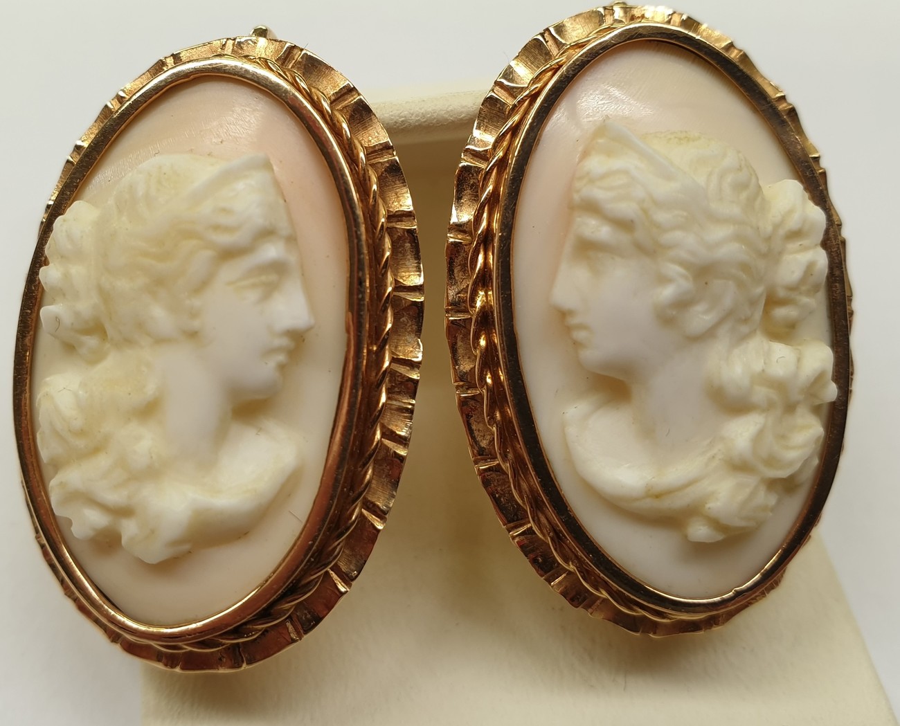 Russland Antike Ohrringe 583er Gold 14K Rotgold Gemmenohrringe Gemme Kamee  Cameo | MA-Shops