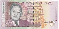 Mauritius 25 Rupees Geldschein Banknote M.J. Ah-Chuen -