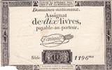 Frankreich 10 Livres Assignat Serie 1196 -