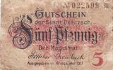 Delitzsch 5 Pfenning Notgeldschein aus Delitzsch -