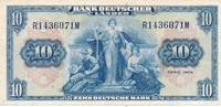 Bank deutscher Länder 10 Mark Banknote -