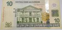 Surinam 10 Dollar Geldschein Banknote Suriname Tien Dollar -