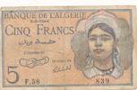 Algerien 5 Francs 1944 Geldschein Banknote V - stark gebraucht 12,00 EUR  plus 6,00 EUR verzending
