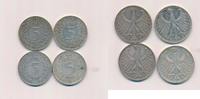 Deutschland 4x 5 Mark 4 Stück Umlaufmünzen 1958 G 1957 G 1963 F 1964 D -