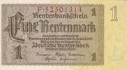 Deutschland 1 Mark Banknote 1 Rentenmark Rentenbankschein -