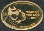 Gambia 200 Dalasis Goldmünze 2018 Jahr des Hundes 1/50 Ounce Unze Feingold 999er Gold -