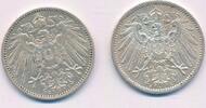Deutschland Deutsches Reich 2x 1 Mark Kaiserreich 2 Münzen J. 17, großer Adler -