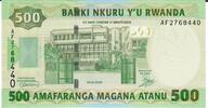 Ruanda 500 Cinq Cents Francs Banknote Geldschein -