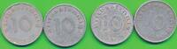 Deutschland Drittes Reich 10 Pfennig 4 Stück Münzen Lot 4 Kursmünzen (1940-1945) mit Hakenkreuz -