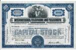 USA 100 Shares International Telephone and Telegraph Corporation 1944, Aktie Wertpapier -