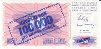 Bosnien-Herzegowina 100.000 Dinara Banknote Geldschein -