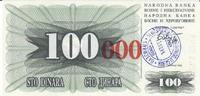 Bosnien-Herzegowina 100.000 Dinara Banknote Geldschein -