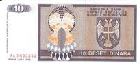 Bosnien-Herzegowina 10 Deset Dinara Banknote Geldschein -