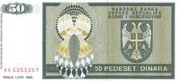 Bosnien-Herzegowina 50 Dinara Banknote Geldschein -