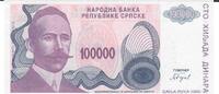 Bosnien-Herzegowina 100000 Dinara Banknote Geldschein -
