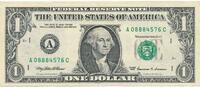 USA - Vereinigte Staaten v. Amerika $ 1 Dollar Geldschein Banknote Boston -