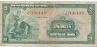 Deutschland 20 Deutsche Mark Banknote KN 7stellig rot, Kenn-Bst. J7136431F -