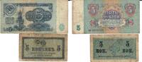 Russland 5 Rubel, 5 Kopeken Banknote Geldschein 1x5 Rubel (1961, III-), 1x5 Kopeken (o.D.1915, IV-) Lot -