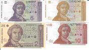 Kroatien 1,5,10,25 Dinara Banknote Geldschein 1x1 Dinar, 1x5 Dinara, 1x10 Dinara, 1x25 Dinara LOT -
