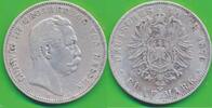 Deutschland Deutsches Reich 5 Mark Silbermünze , Hessen Großherzog Ludwig III. (1848-1877) -