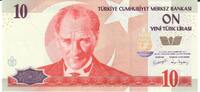 Türkei 10 neue Lira Banknote Geldscheine -