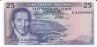 Island 25 Korun Banknote Geldscheine -