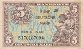 Deutschland 5 Deutsche Mark Geldschein Banknote, Kenn-Bst.: B/A KN 8stellig, Bank deutscher Länder 1948-1949 -