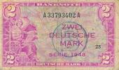 Deutschland 2 Deutsche Bank , B Stempel Banknote, Kenn-Bst.: A/A KN 8stellig, Bank Deutscher Länder West Berlin -