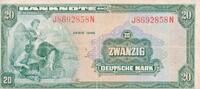 Deutschland 20 Deutsche Bank Banknote, Kenn-Bst.: J/N, KN 7stellig, Bank Deutscher Länder -