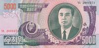Nord Korea 5000 Won Geldschein Banknote Nordkorea -