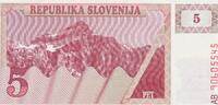 Slowenien 5 Tolarjev Tolar Geldschein Banknote -