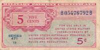 USA - Vereinigte Staaten v. Amerika 5 Cents Serie 471 Military Payment Certificate -