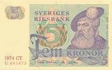 Schweden 5 Kronor Banknote Sveriges Riksbank -