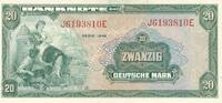 Deutschland BRD Bank Deutscher Länder 20 Deutsche Mark mit B-Perforation , selten -
