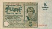 Deutsches Reich Deutschland Weimarer Republik 5 Rentenmark Rentenbankschein KN 8stellig, FZ: P, Deutsche Rentenbank 1923-1937 -