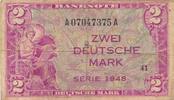 Deutschland BRD Bank Deutscher Länder 2 Deutsche Mark KN 8stellig, Kenn-Bst.: A, Serie A -