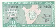 Burundi 10 Francs Banknote -