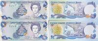 Kaimaninseln 1 Dollar zwei folgende Seriennummer, B/2 127917-8, Banknote -