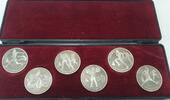 6x Rubel 1991 UDSSR, CCCP, Sowjetunion, Russland XXV. Olympische Sommerspiele 1992 in Barcelona, 6x Münzen Lot prägefrisch in einem Etui