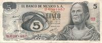 Mexiko 5 Pesos Geldschein Banknote Cinco Pesos Mexico -
